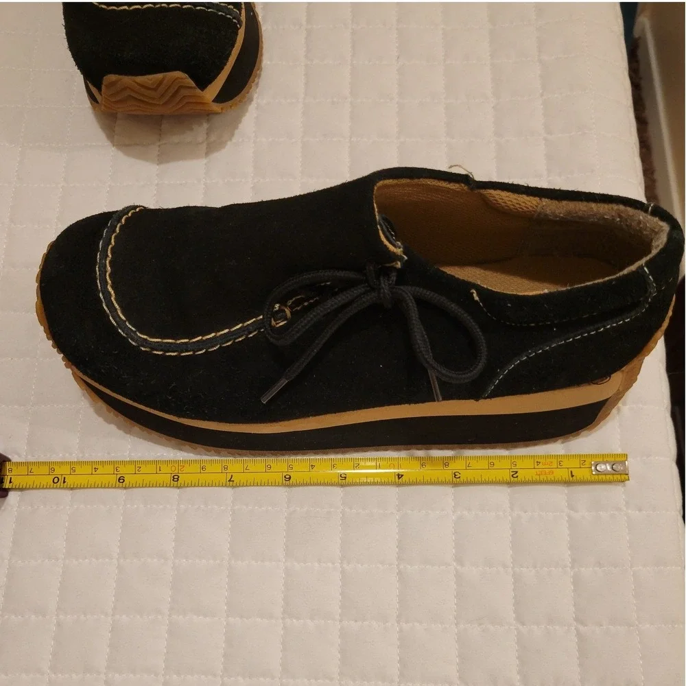 Y2K Splash Fashion Footwear Black Suede 2000s Platforms Beige Trim Festival Cute